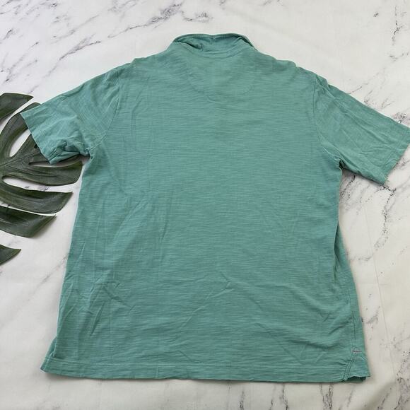 Tommy Bahama Mens Polo Shirt Size L Light Teal Blue Short Sleeve Solid - Picture 8 of 12